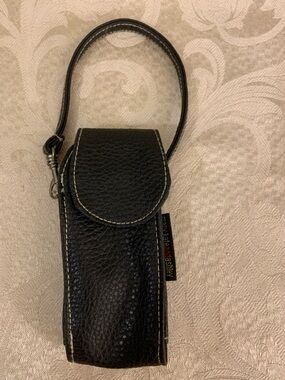 Black Pebbled Leather Wristlet Case
